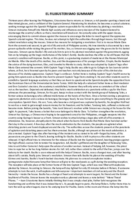 El Filibusterismo (English Summary) .